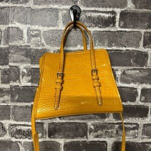 NEW Zara mini city bag with flap yellow crocodile purse